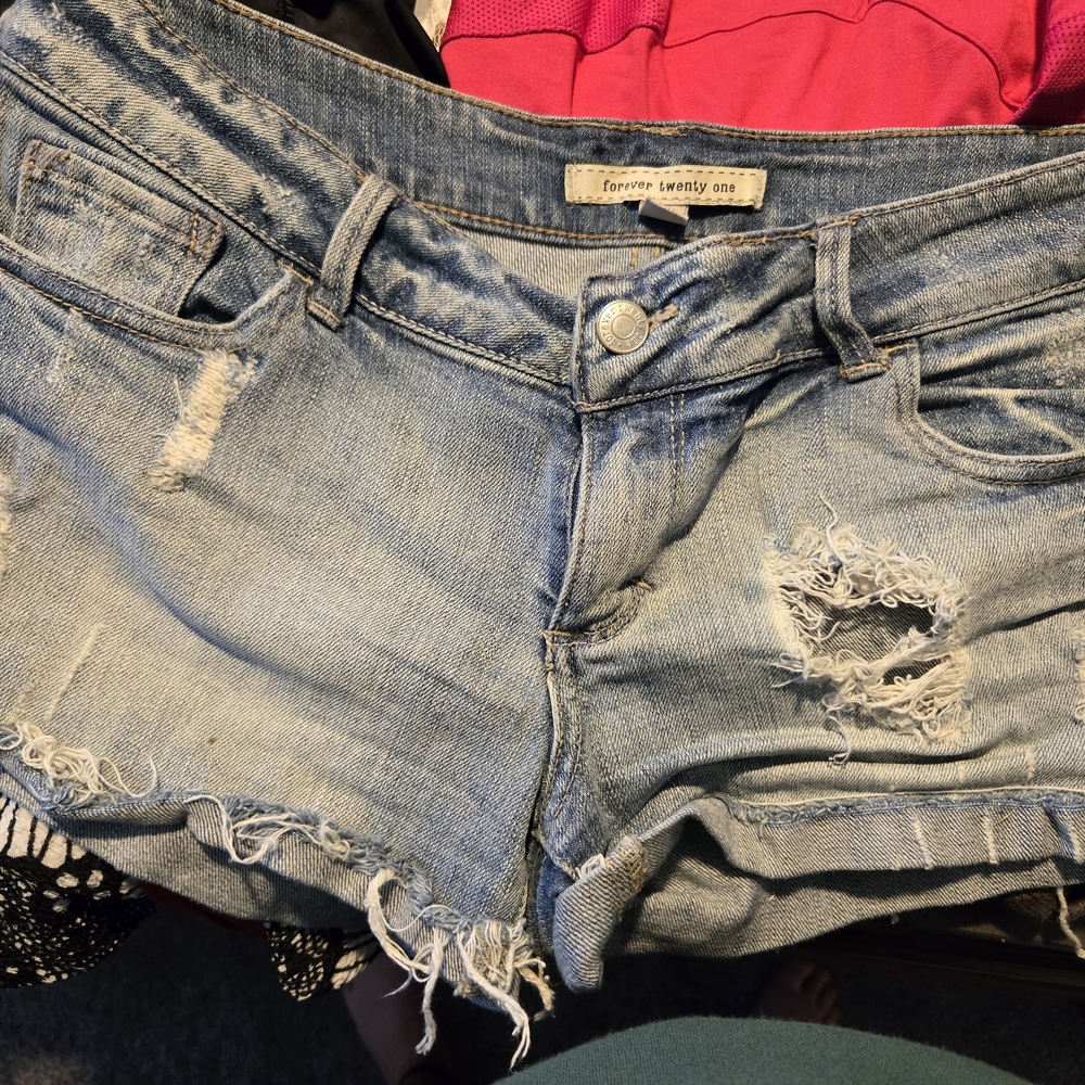 Forever 21 Light Blue Distressed Shorts